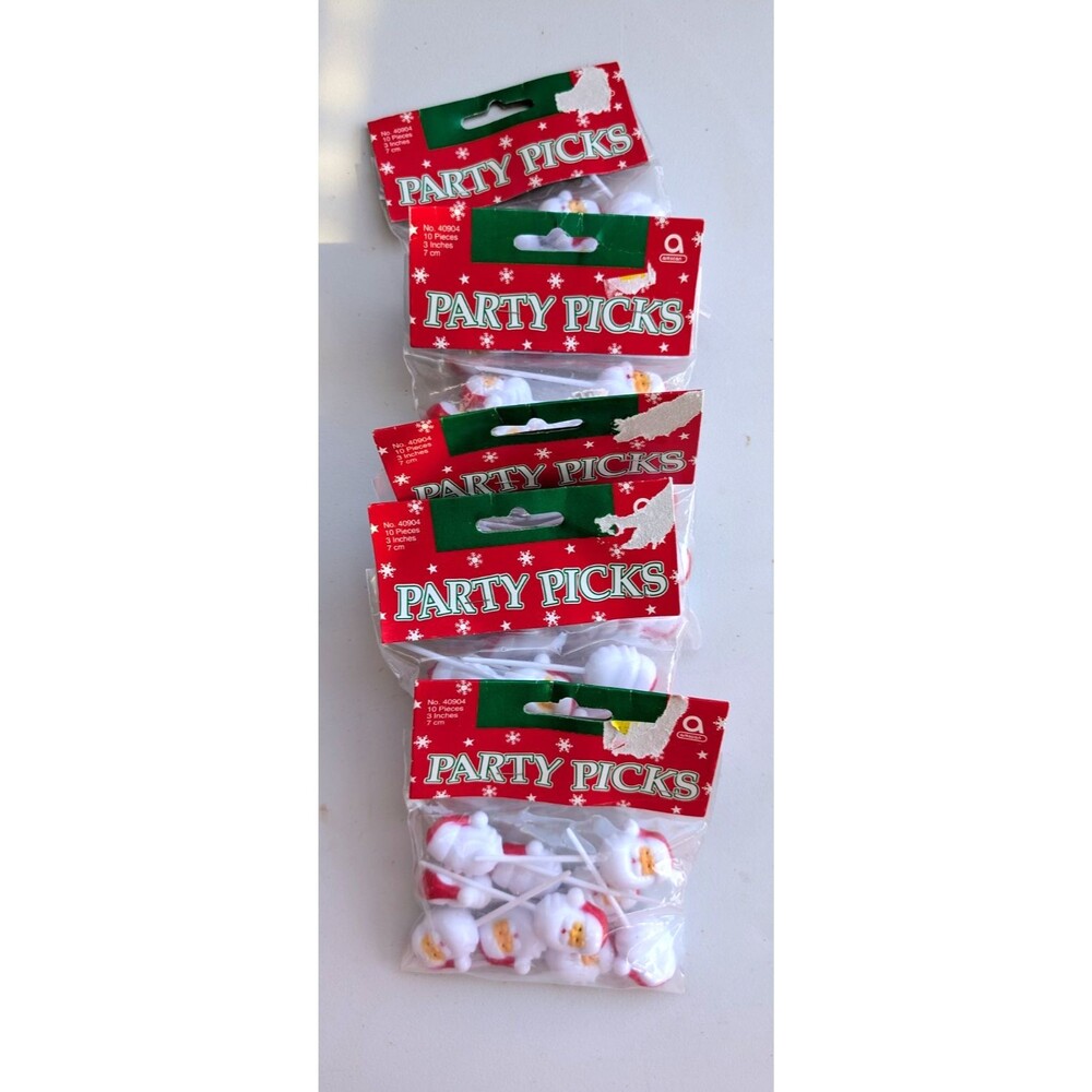 Vintage Amscan Santa Party Picks Lot 5 Packs 50 Christmas Cupcake Toppers 3 Inch